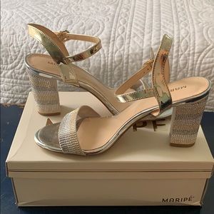 4” sparkly, ankle strap heel